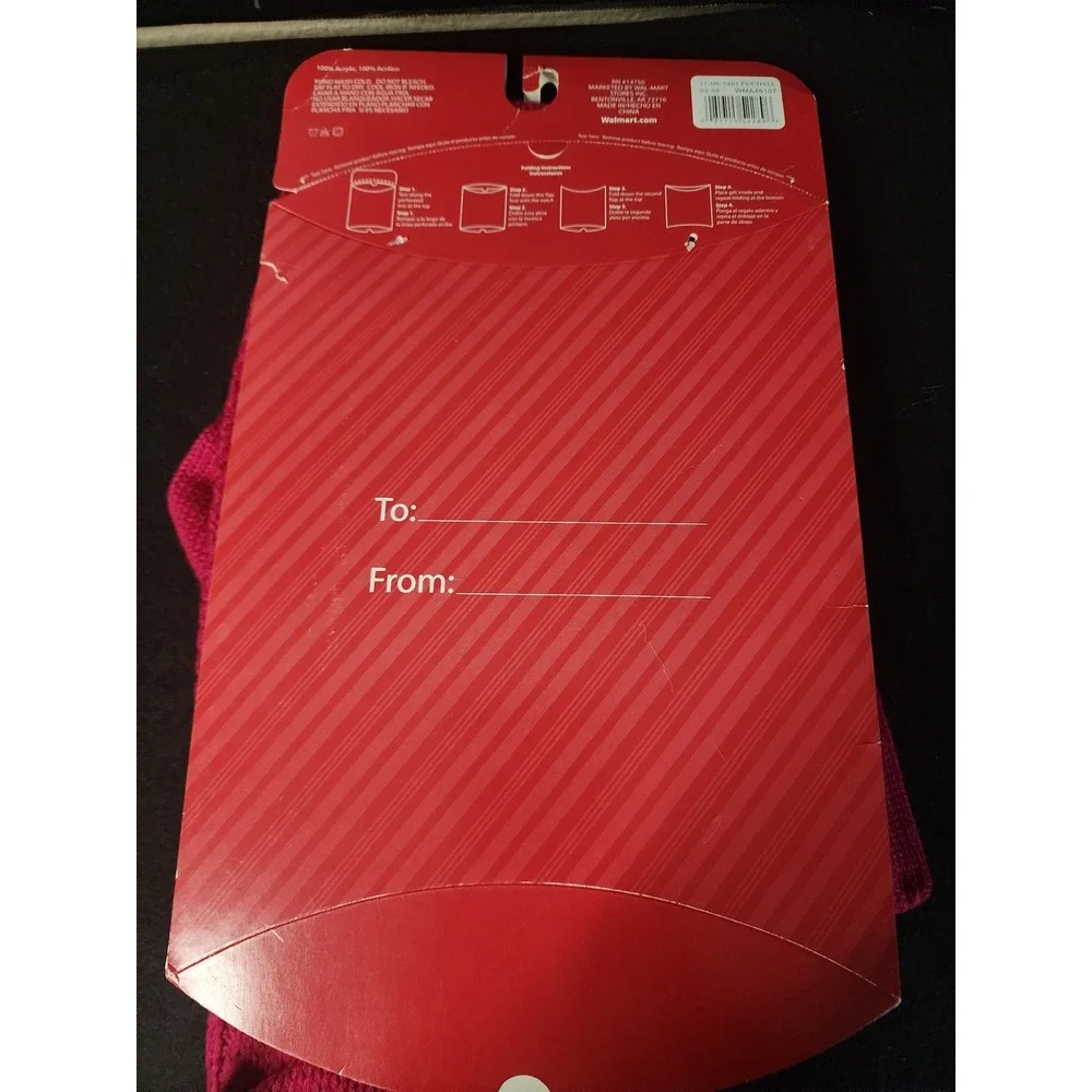 Walmart Fuchsia Pink Cable Knit Scarf and Glove Set with Buttons WMA48107 NEW